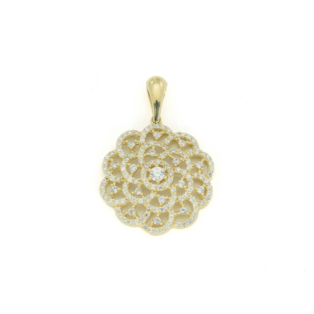 Collier et pendentif en Or jaune 14k avec Zirconiums