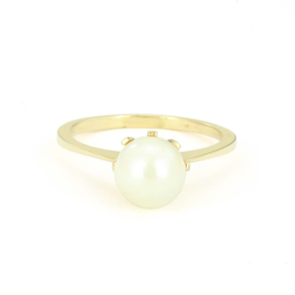 Bague en or jaune 18k avec Perle - Solitaire