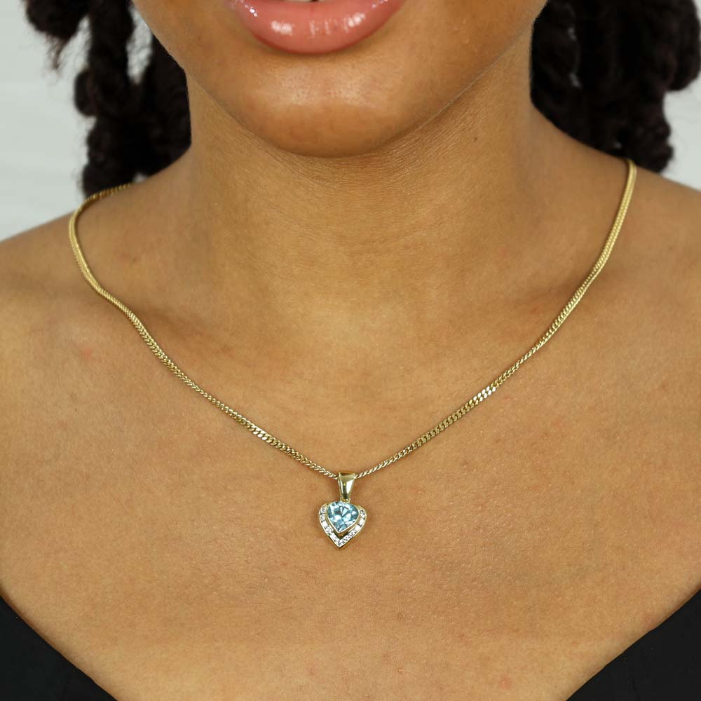 Pendentif en Or jaune 18K avec Topaze et Zirconiums