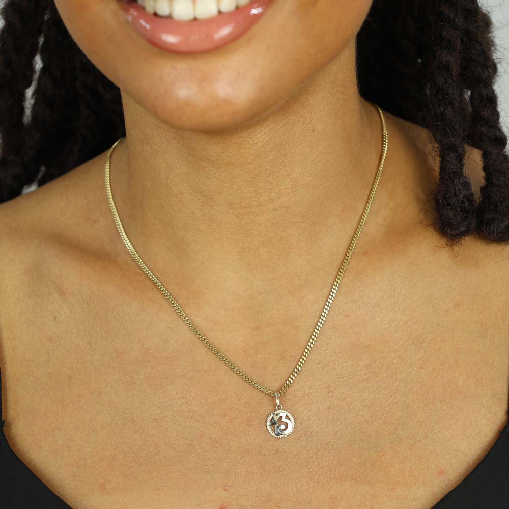 Pendentif en Or jaune et blanc 18k - Motif "13"
