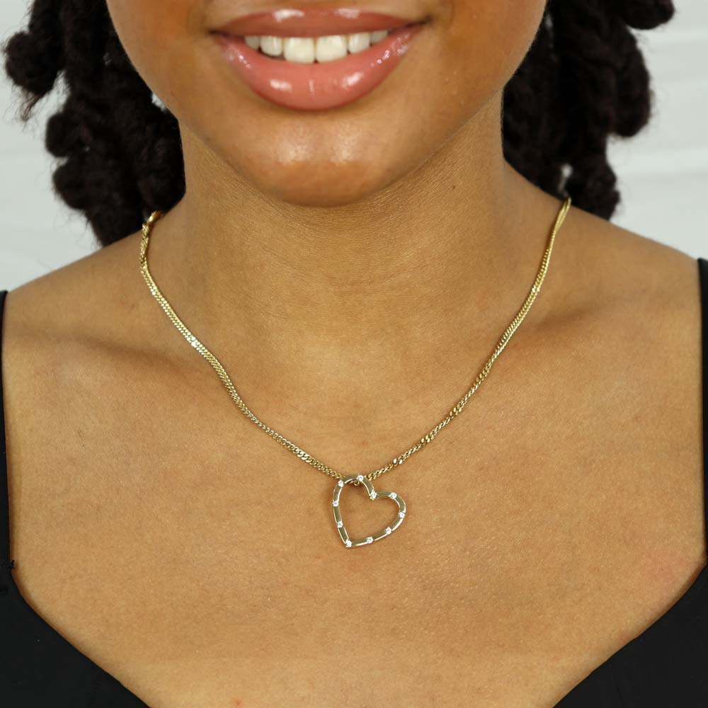 Pendentif en Or jaune 18k avec Zirconiums - Coeur