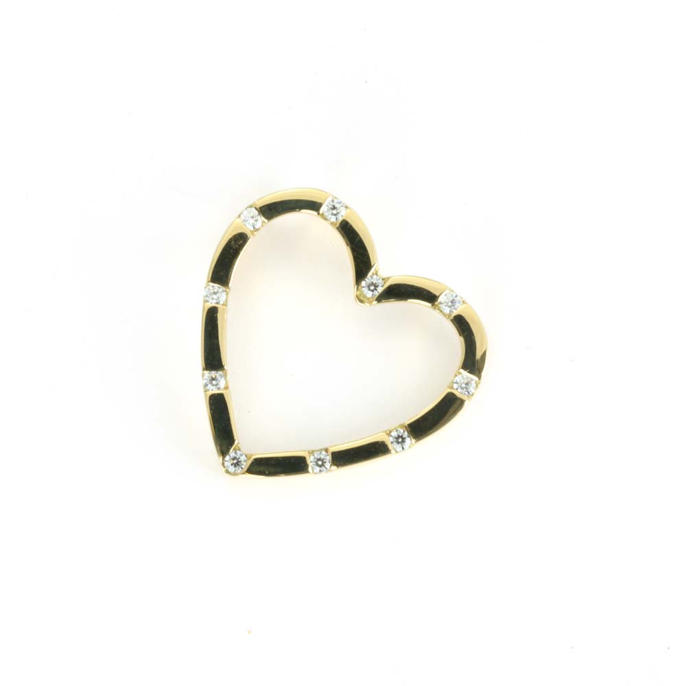 Pendentif en Or jaune 18k avec Zirconiums - Coeur