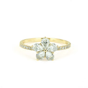Bague en Or jaune 18k avec Zirconiums - Motif "Fleur"