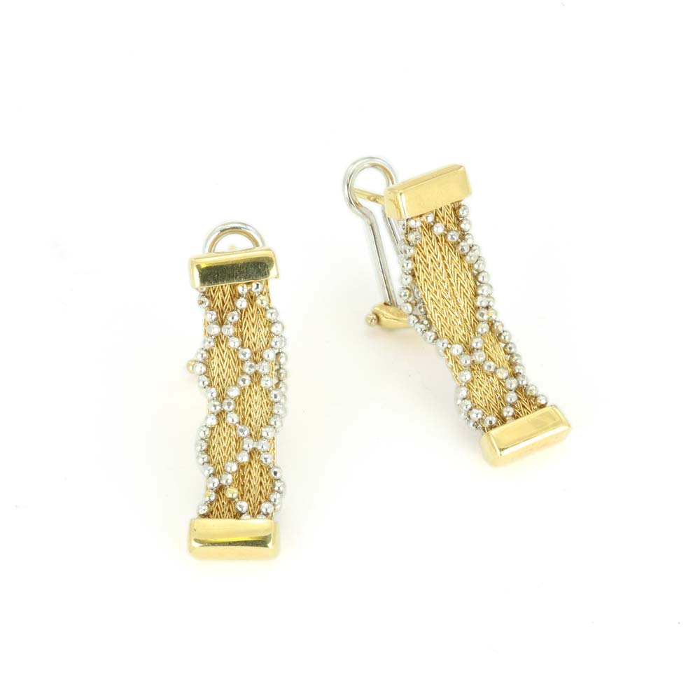Boucles d'oreilles deux Ors 18K - Maille "Tissée"