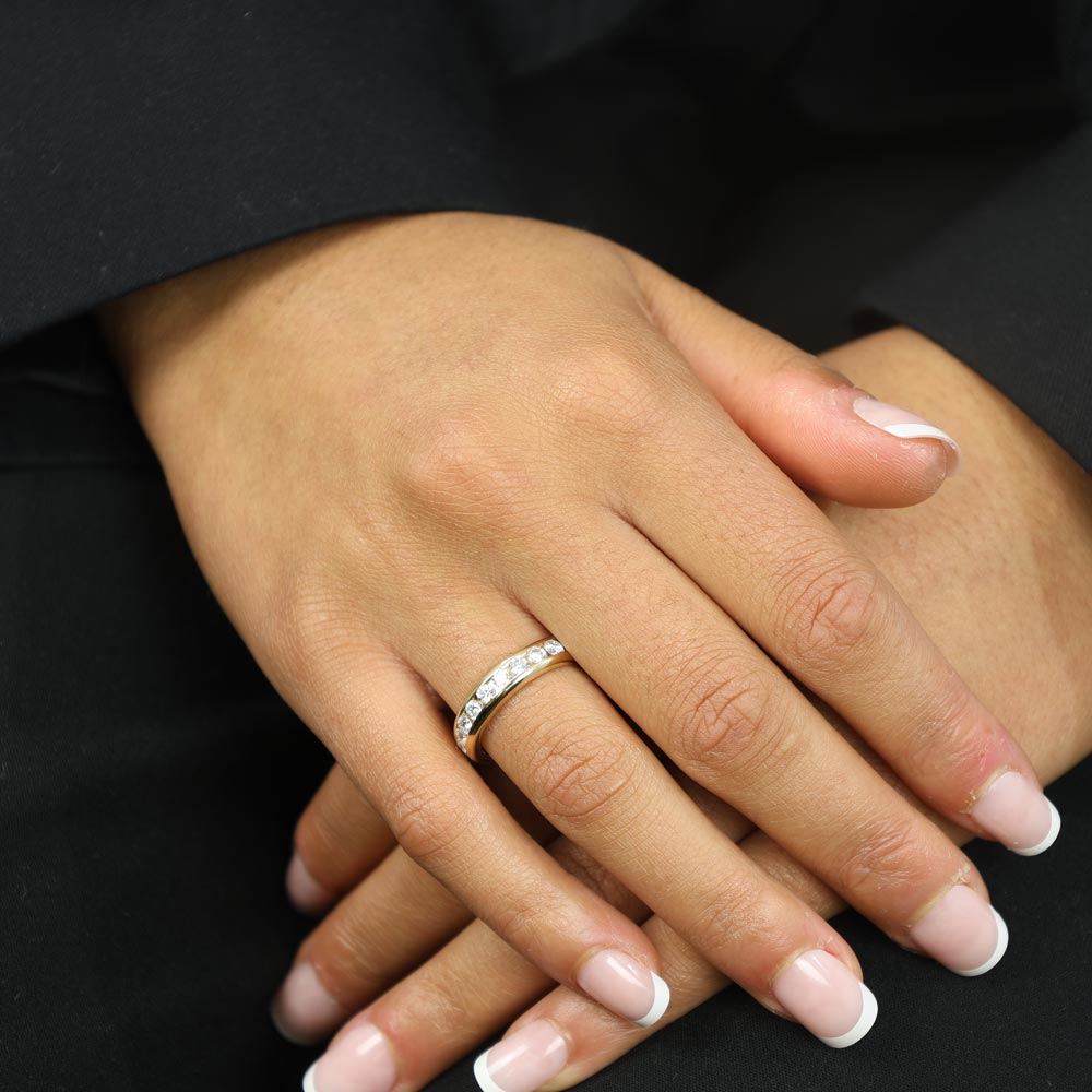 Bague en Or jaune 18k avec Diamants - Style "Bandeau"