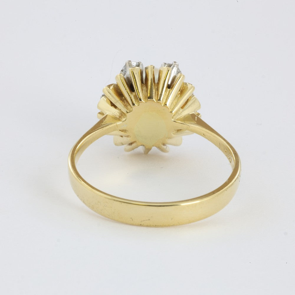Bague en Or jaune 18k avec Perle et Diamants