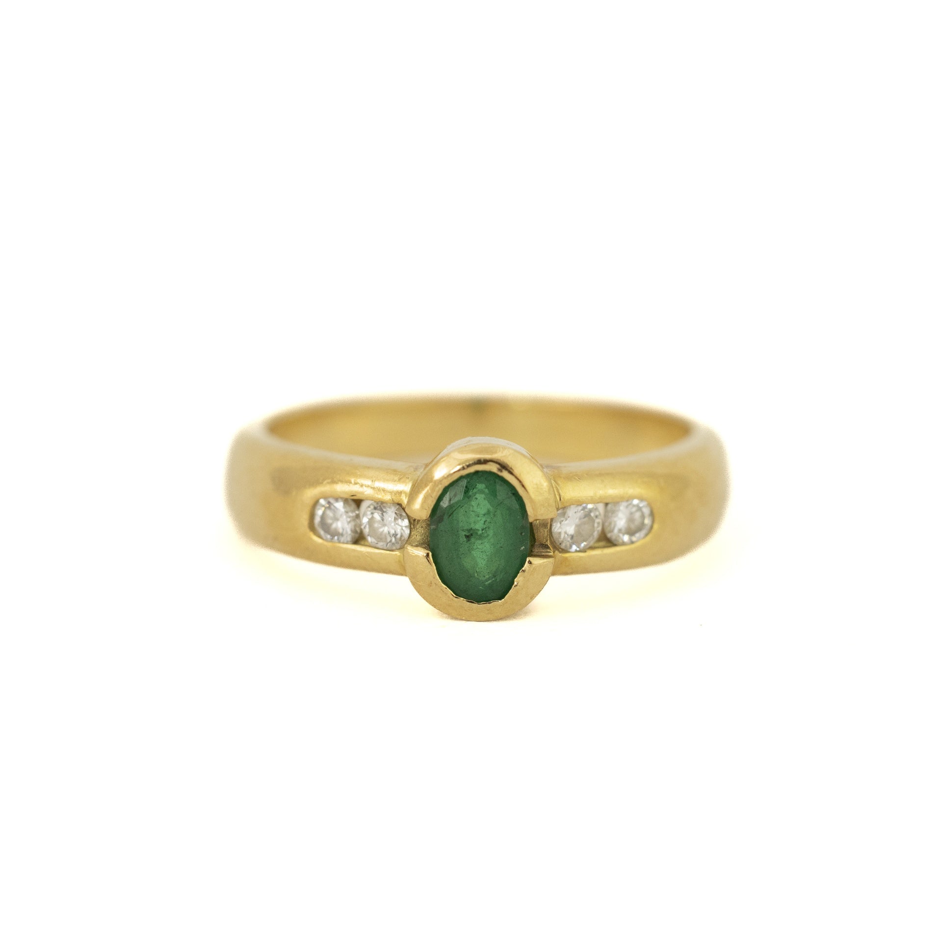 Bague en Or jaune 18k avec Émeraude