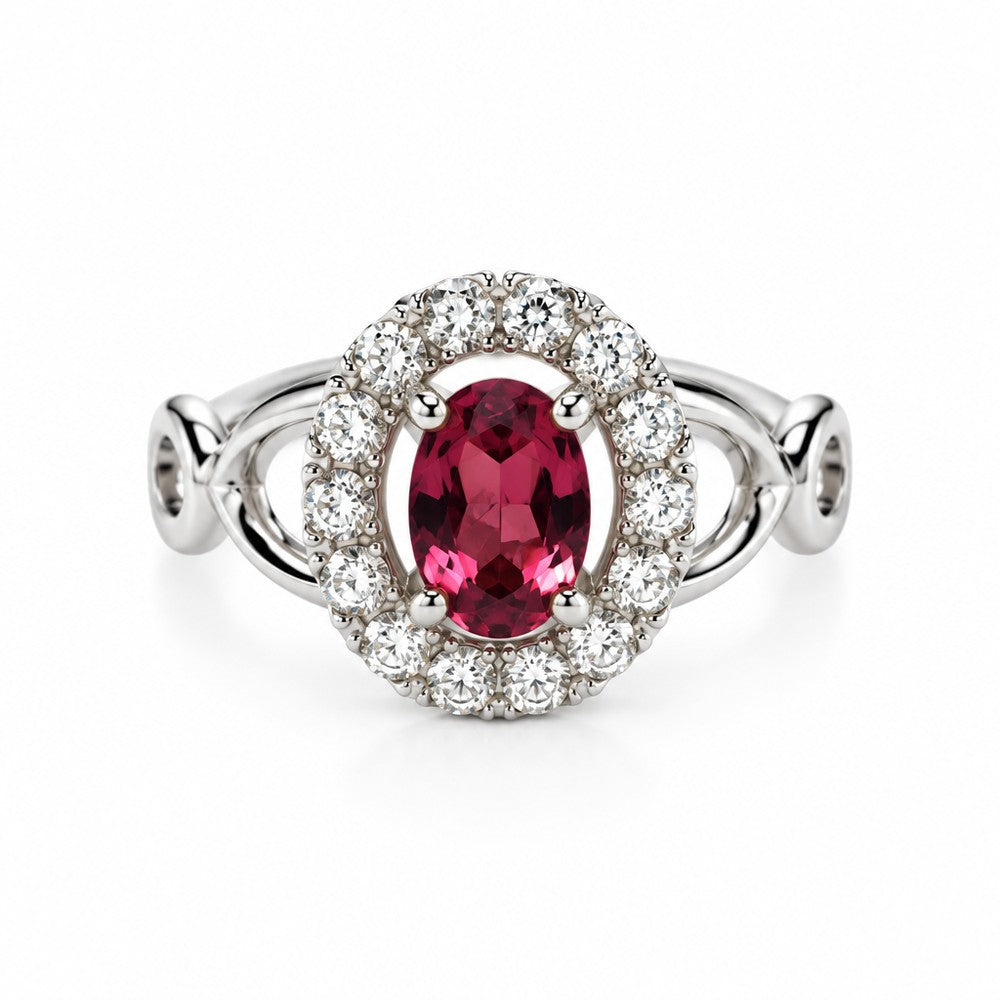 Ring aus 925er Silber mit rotem Stein und Zirkonia