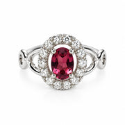 Anello in argento 925 con pietra rossa e zirconi